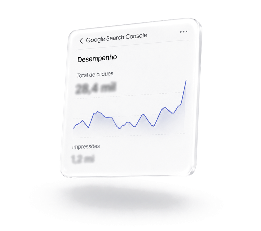 Painel do Google Search Console mostrando gráfico de desempenho em alta